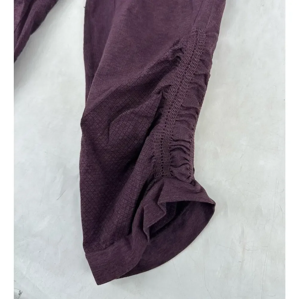 Lululemon Size 8 Women In The Flow Crop Ribbed Ruched Seamless Leggings 44-1